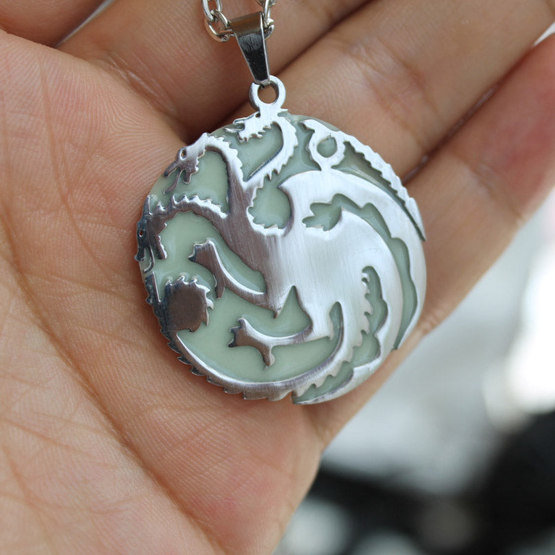 Glow necklace Punk Titanium steel necklace Dragon necklace & Pendants GLOW in the DARK Luminous chain necklace Game of Thro