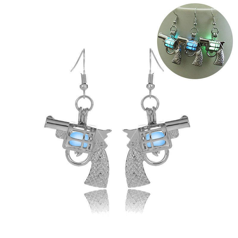Glowing Gun Earrings Glow In The Dark Cowgirl Gypsy Pistol Earrings