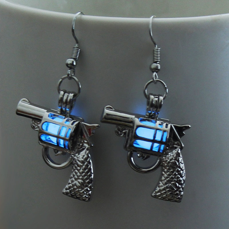 Glowing Gun Earrings Glow In The Dark Cowgirl Gypsy Pistol Earrings