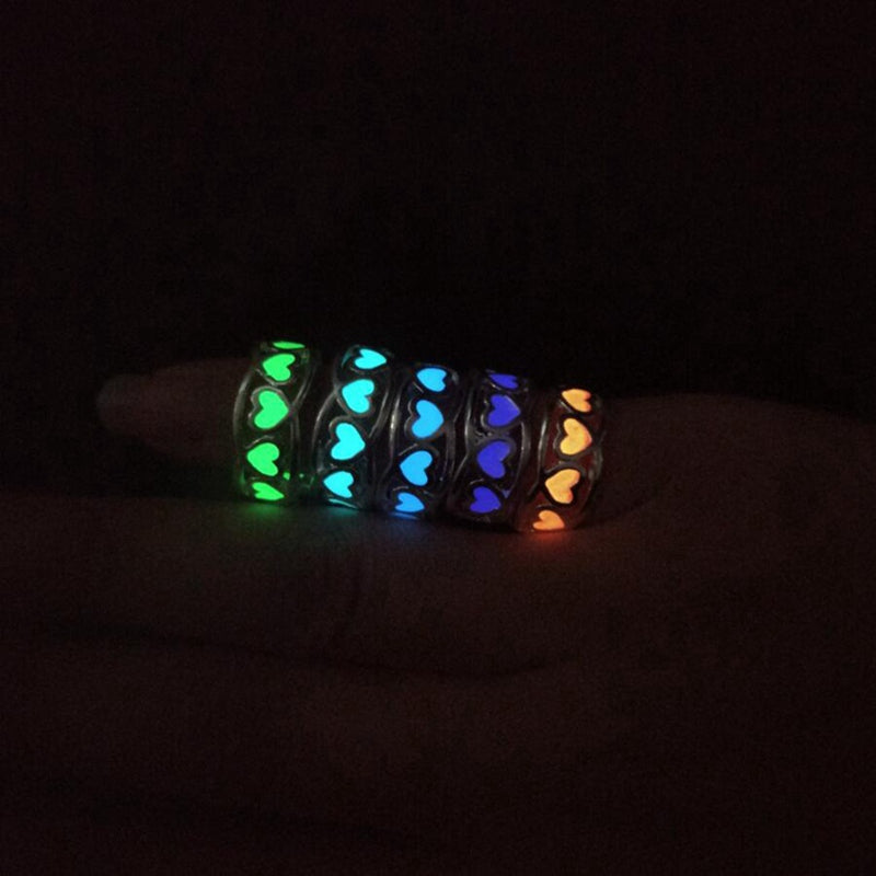 Glowing Ring Glow In The Dark Hollow Heart Love Open Ring Women Alloy