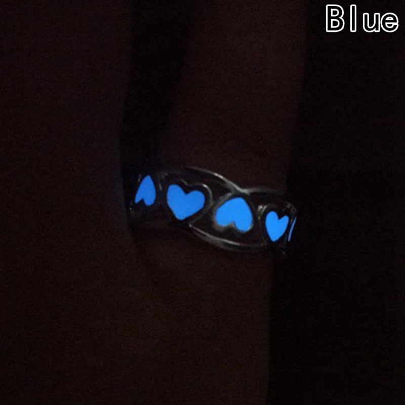 Glowing Ring Glow In The Dark Hollow Heart Love Open Ring Women Alloy