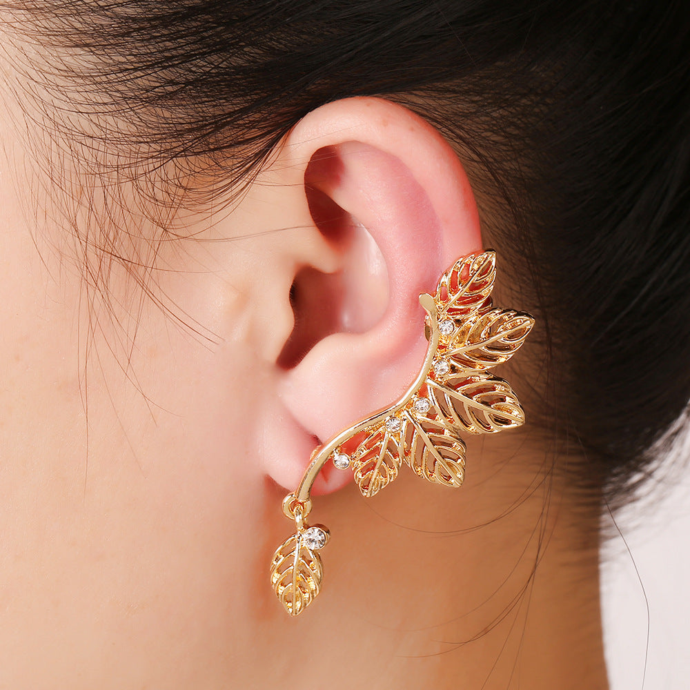 Gold Clip Earrings Leaves Design Gold Pleated Punk Style Ear Cuff For Women Men Fashion Jewelry pendientes