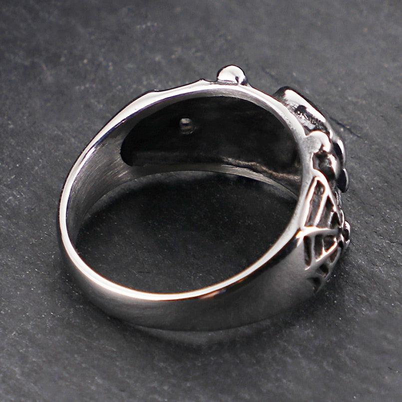 Gothic Stainless Steel Skull Rings Man Punk Rock Skeleton