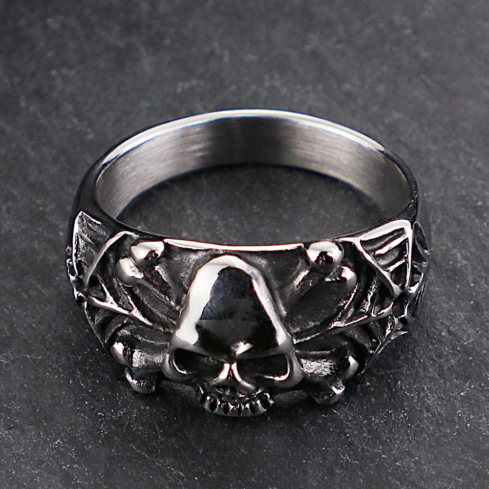 Gothic Stainless Steel Skull Rings Man Punk Rock Skeleton