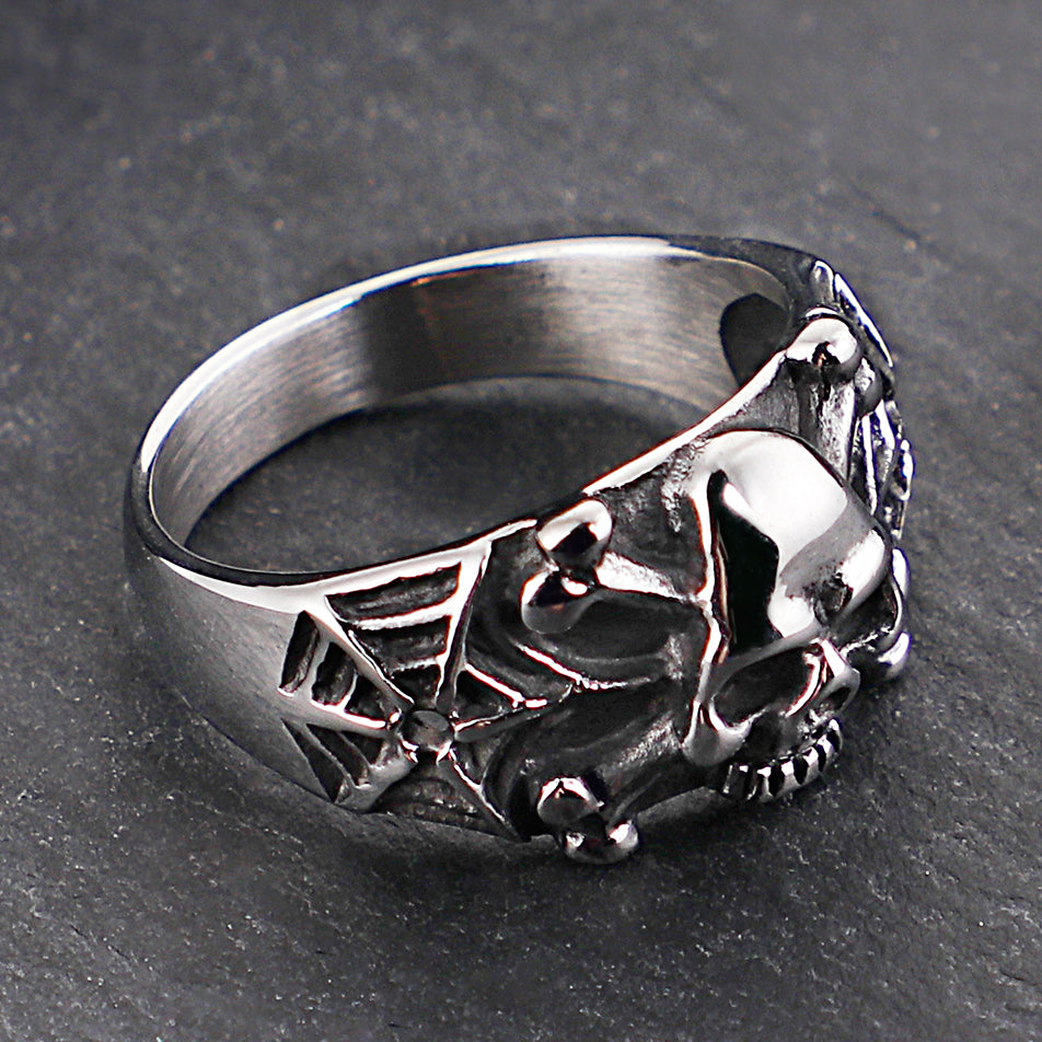 Gothic Stainless Steel Skull Rings Man Punk Rock Skeleton