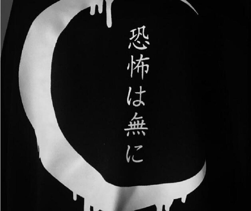 Gothic Women Hoodies Long Sleeve Japanese Moon Print Pullover Loose Hoody Black Thin Sweatshirt