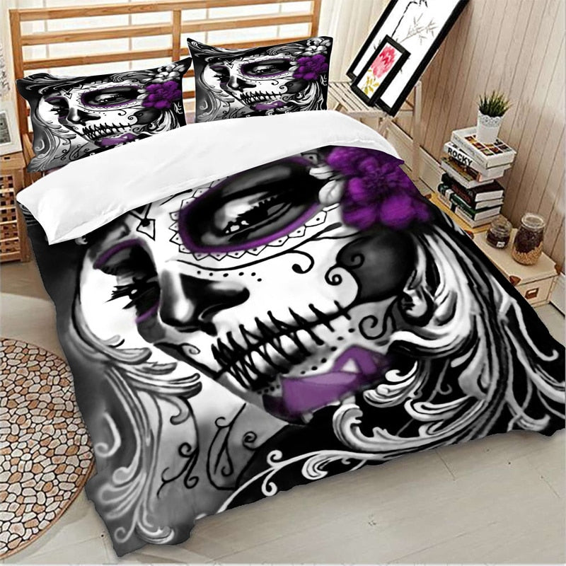 Gothic skull print Bedding Set Twin Full Queen King Super King All Sizes