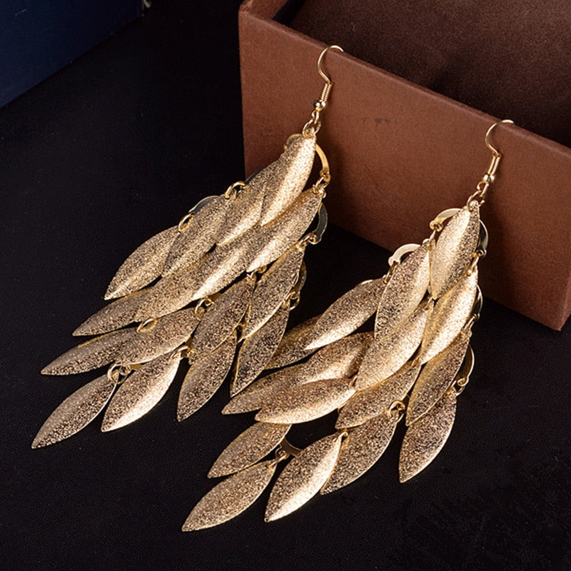 New Design Vintage Fashion Scrub Leaf Clip on Earrings Without Piercing