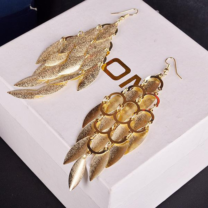 New Design Vintage Fashion Scrub Leaf Clip on Earrings Without Piercing