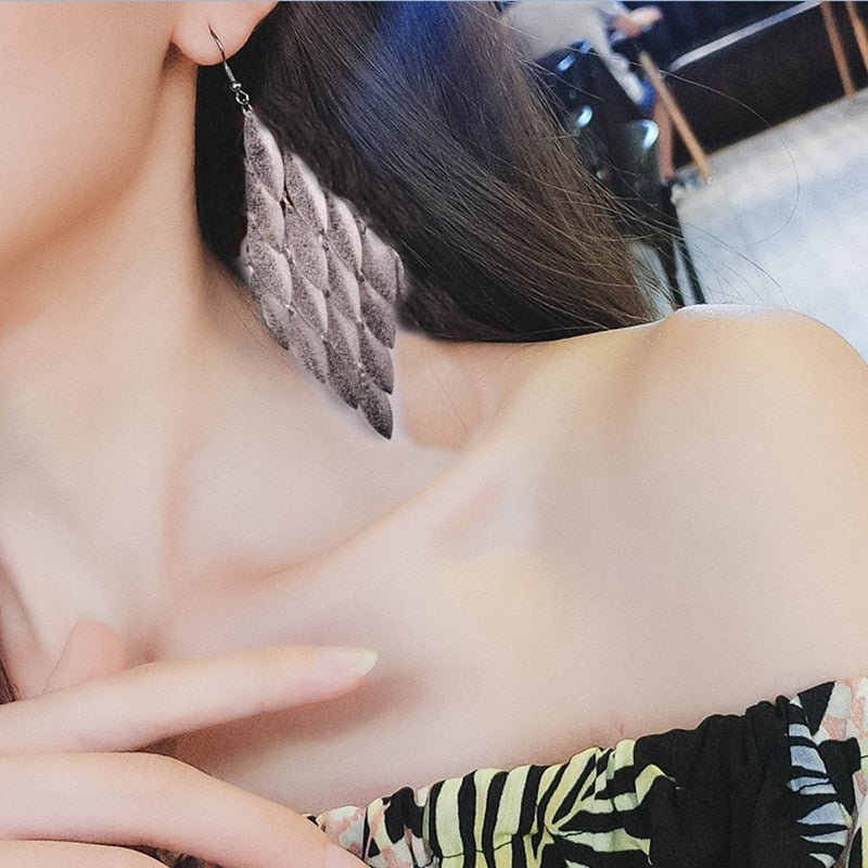 New Design Vintage Fashion Scrub Leaf Clip on Earrings Without Piercing