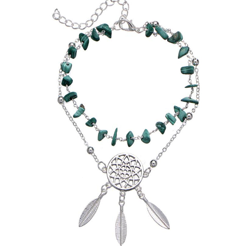Grace Moments Bohemia Handmade Irregular Stones Anklet For Women Lucky Dreamcatcher Alloy Chain Summer Beach Foot Jewelry