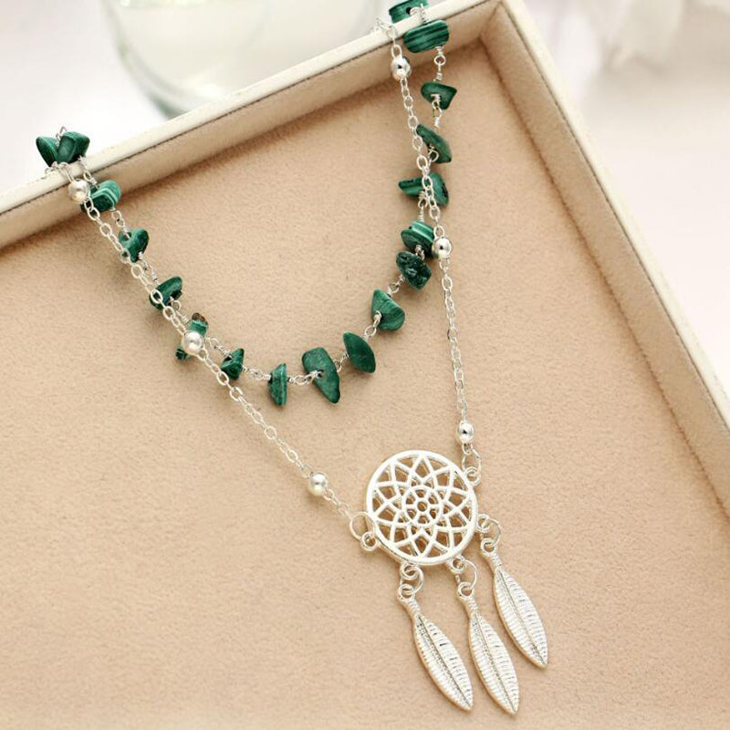 Grace Moments Bohemia Handmade Irregular Stones Anklet For Women Lucky Dreamcatcher Alloy Chain Summer Beach Foot Jewelry
