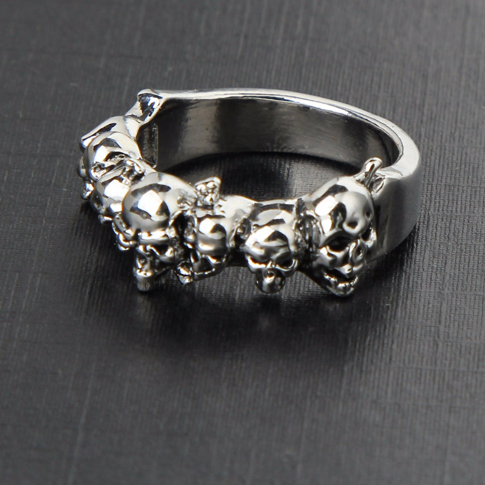 Graduation Pinky Cool Boho Silver Gothic Punk Skull Big Adjustable Rotating Bikers Motorcycle Skull Band Rings Men Boy Jewelry