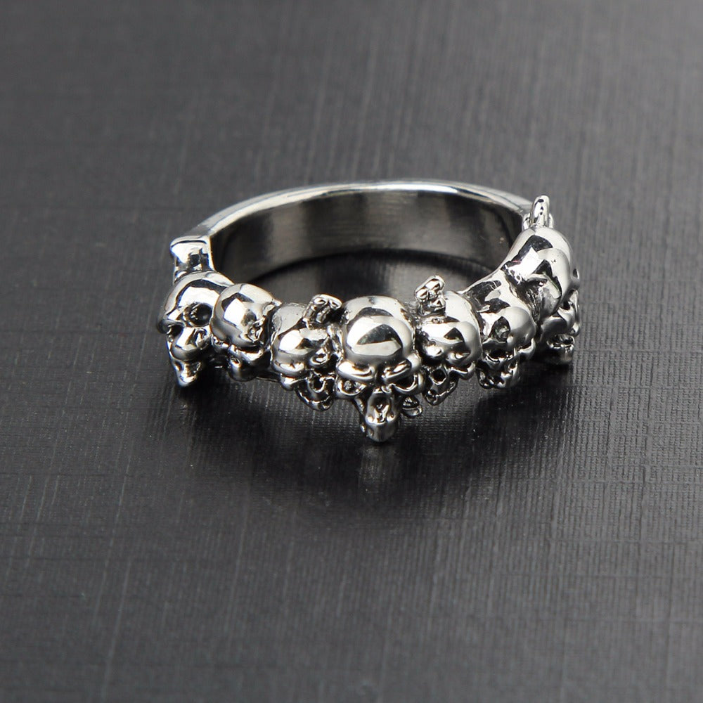 Graduation Pinky Cool Boho Silver Gothic Punk Skull Big Adjustable Rotating Bikers Motorcycle Skull Band Rings Men Boy Jewelry