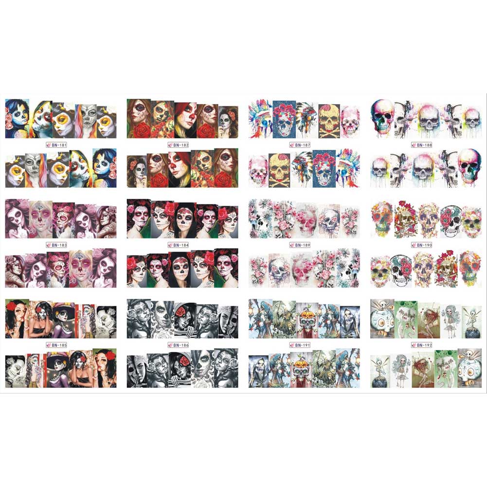 Halloween Skull Christmas Nail Art Water Transfer Nail Sticker