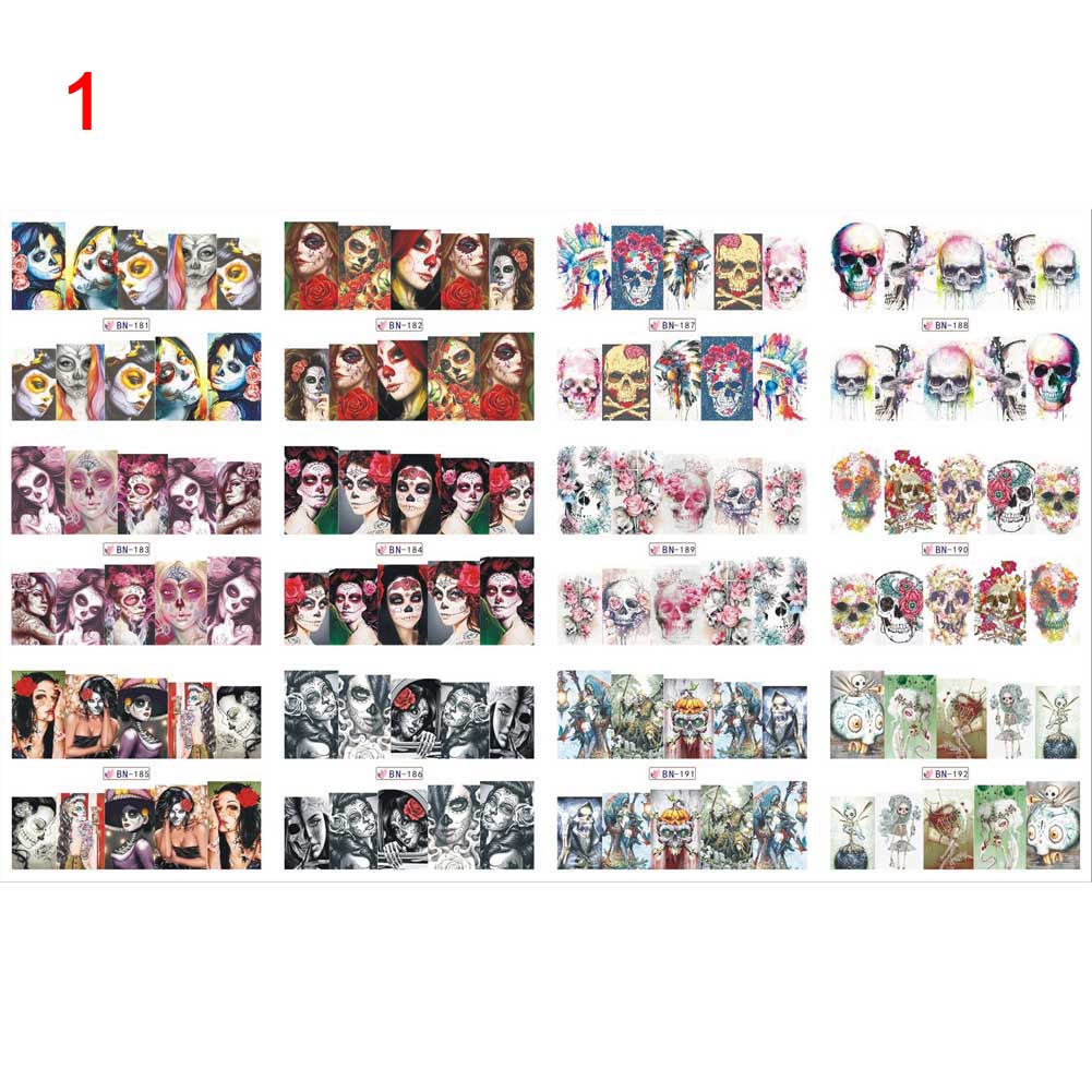 Halloween Skull Christmas Nail Art Water Transfer Nail Sticker