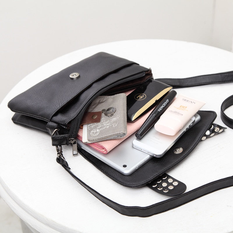 Women's Studded Skull Messenger Bags Rivet Envelope Mini Clutch Bags