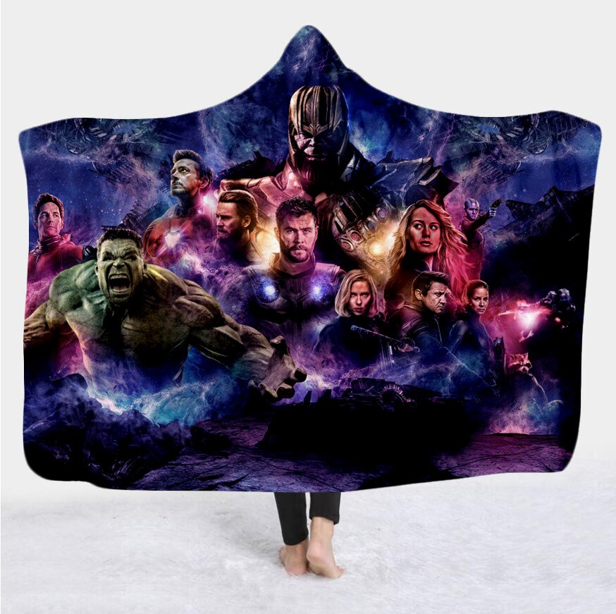 movie Avenger 3D Print Plush Throw hooded Blanket Sherpa Fleece Bedspread Blanket