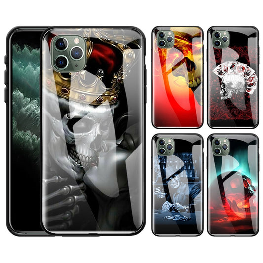 Glass Phone Case for iPhone - Edge Shell Grim Reaper Skull Skeleton