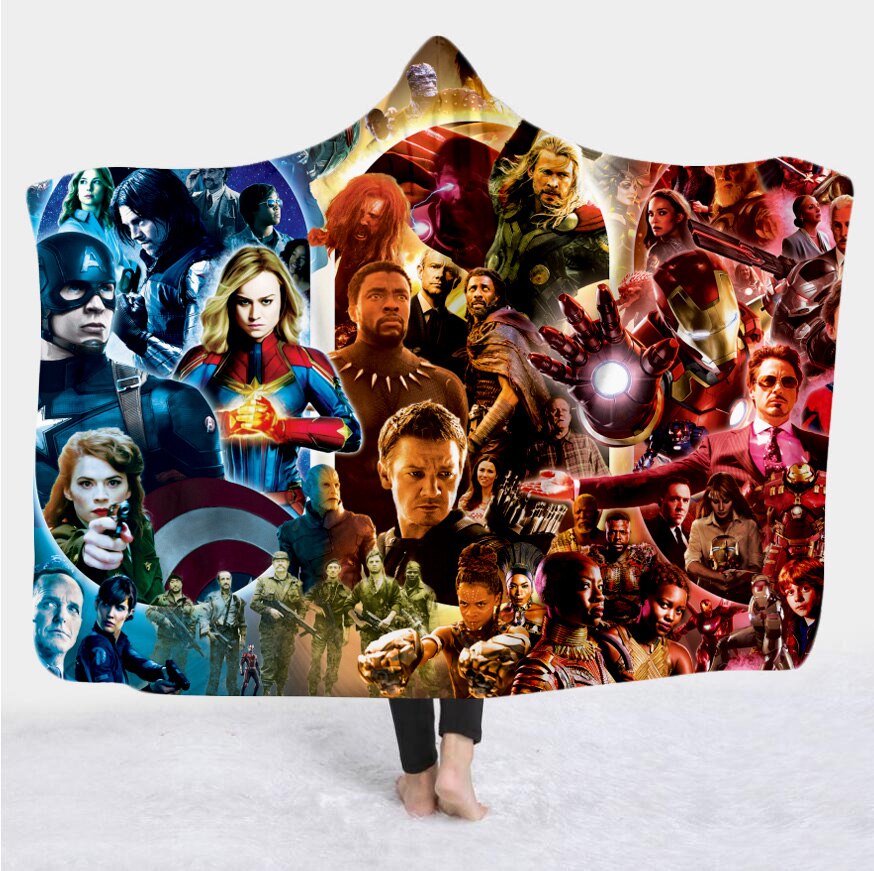 movie Avenger 3D Print Plush Throw hooded Blanket Sherpa Fleece Bedspread Blanket