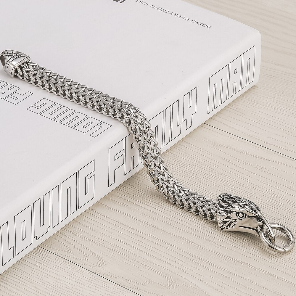 Hawk Eagle Head Bracelet For Men Hip Hop Rocker Stainless Steel
