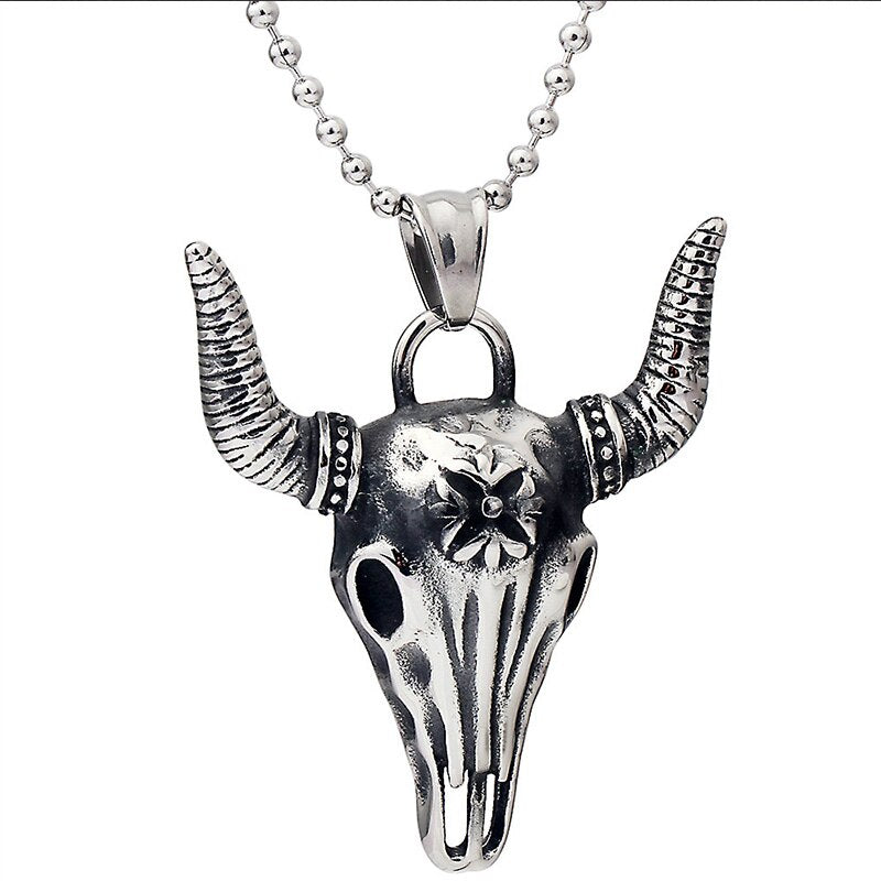 bull head necklaces mens Skull stainless steel