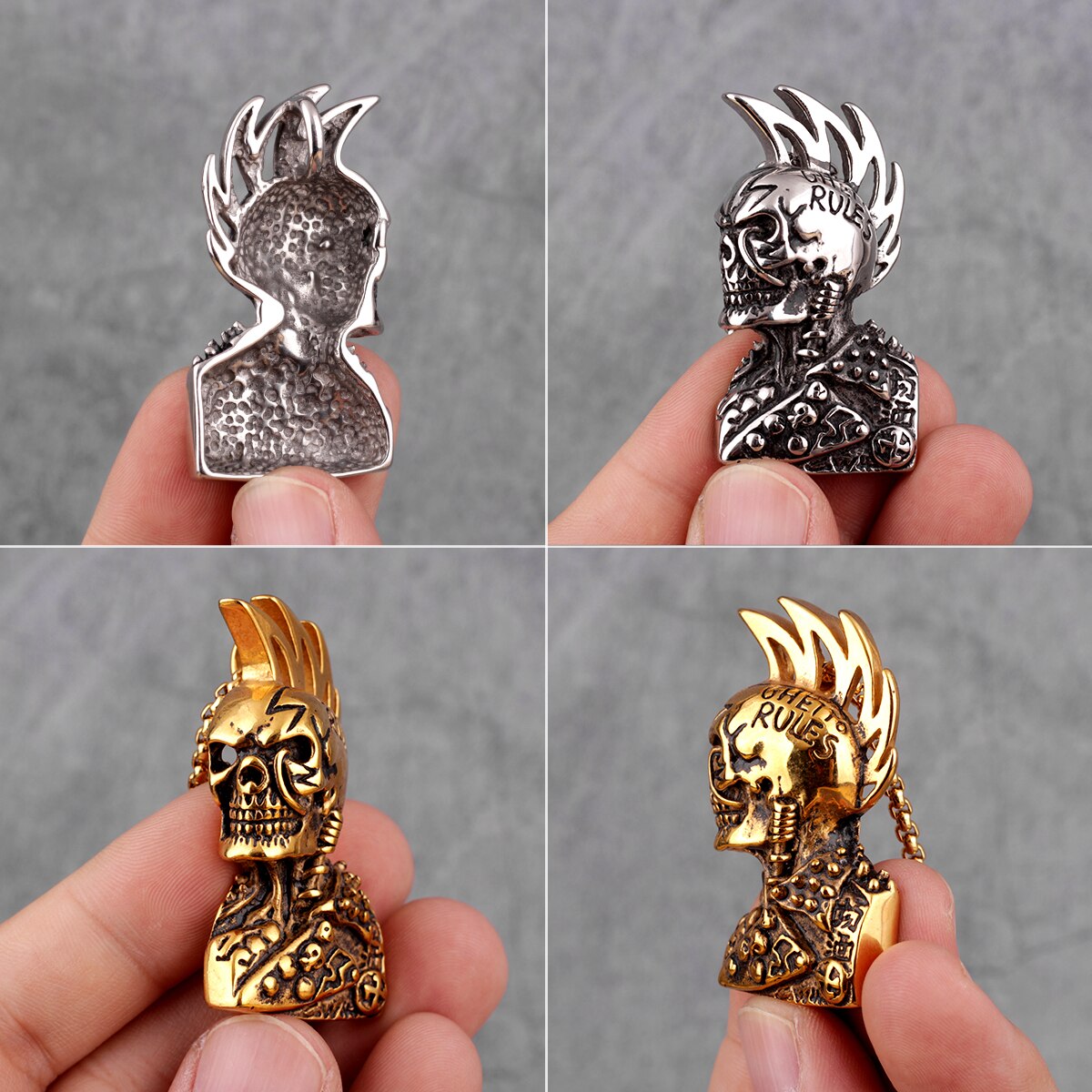 Gothic Rules Skull Punk Rock Hiphop Men Necklaces
