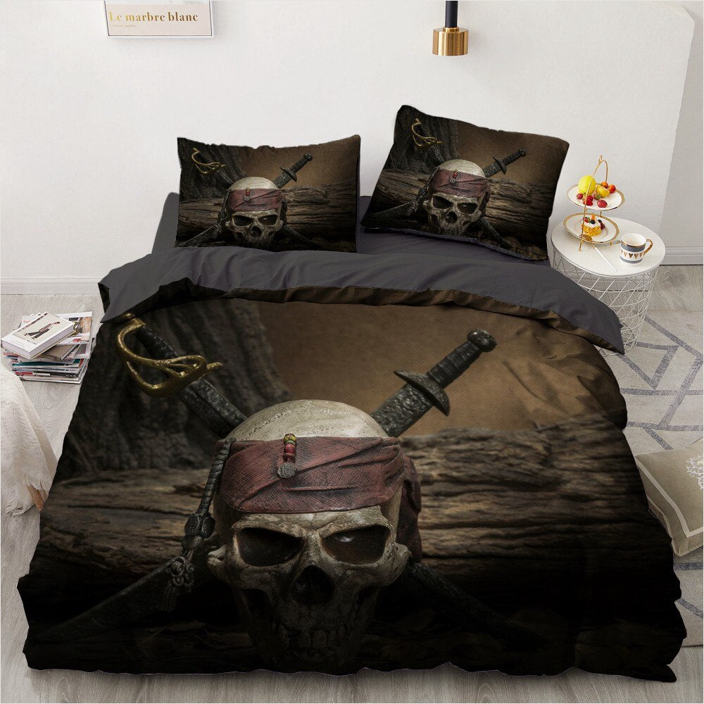 3D Skull Bedding Sets Duvet Quilt Cover Set Comforter Bed Linen Pillowcase