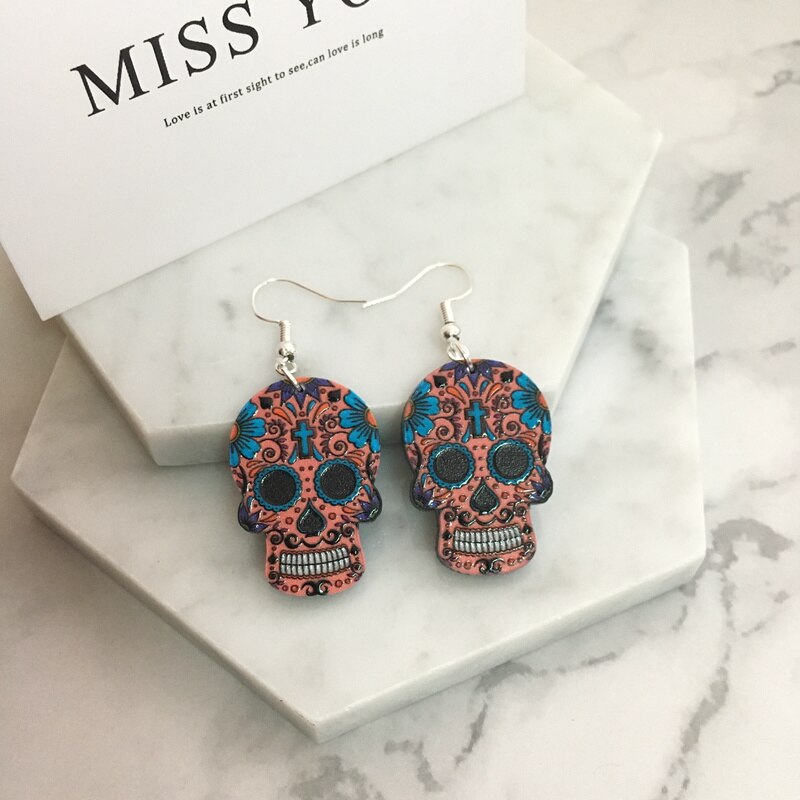 Sugar Skull -sweet whimsical skull Earrings Celebrate Mexican Day of the Dead