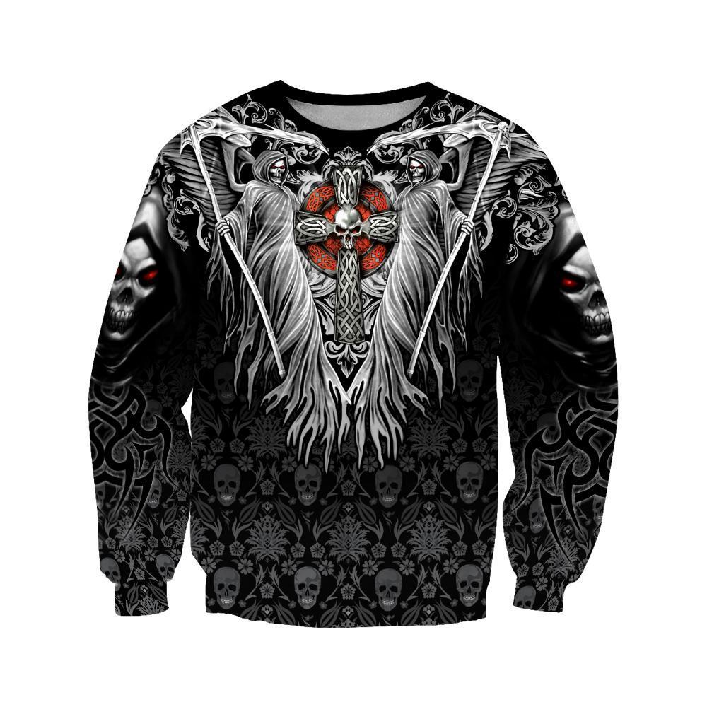 Skulls On The Cross Tattoo 3D All Over Printed Unisex Deluxe Hoodie Men Sweatshirt Zip Pullover Casual Jacket