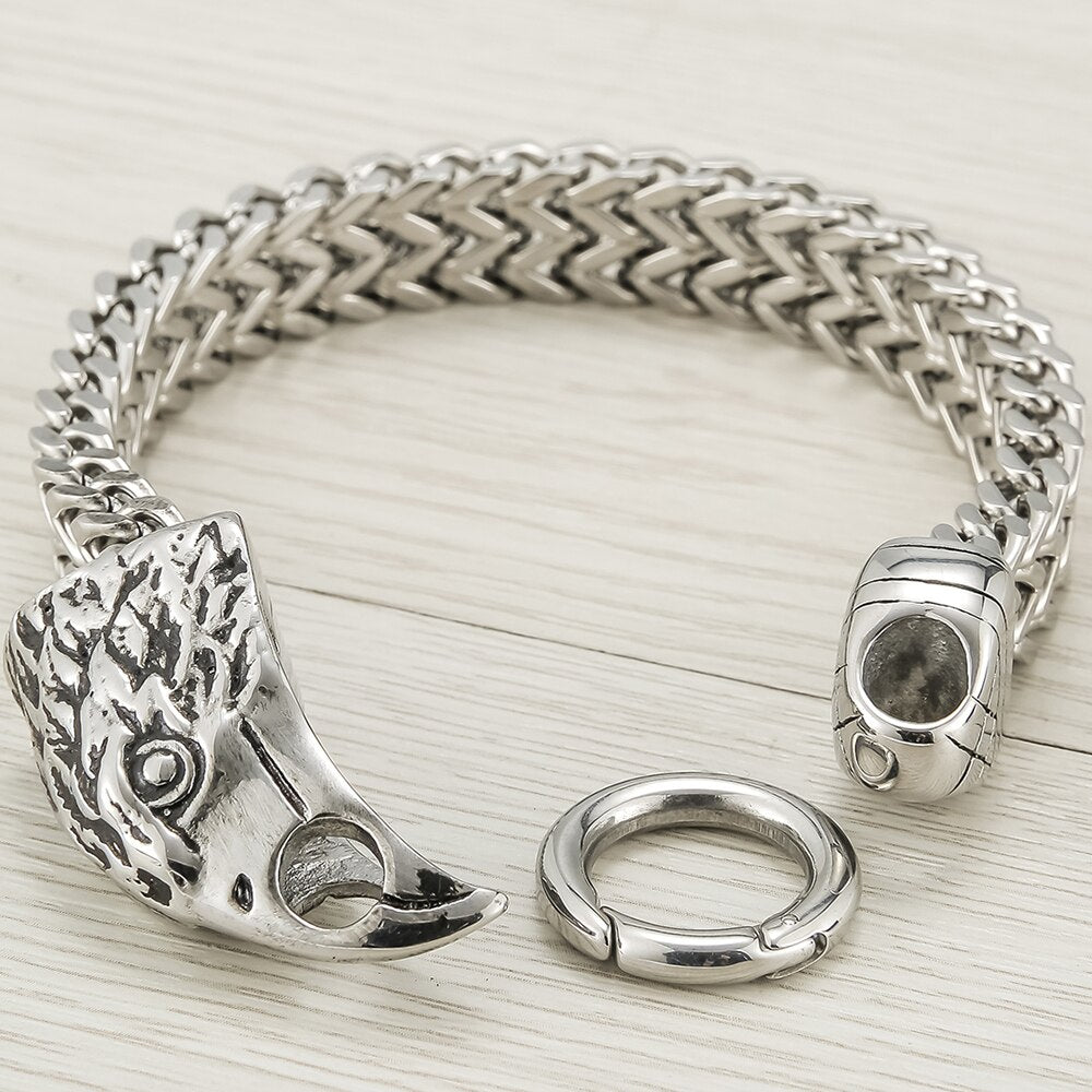 Hawk Eagle Head Bracelet For Men Hip Hop Rocker Stainless Steel