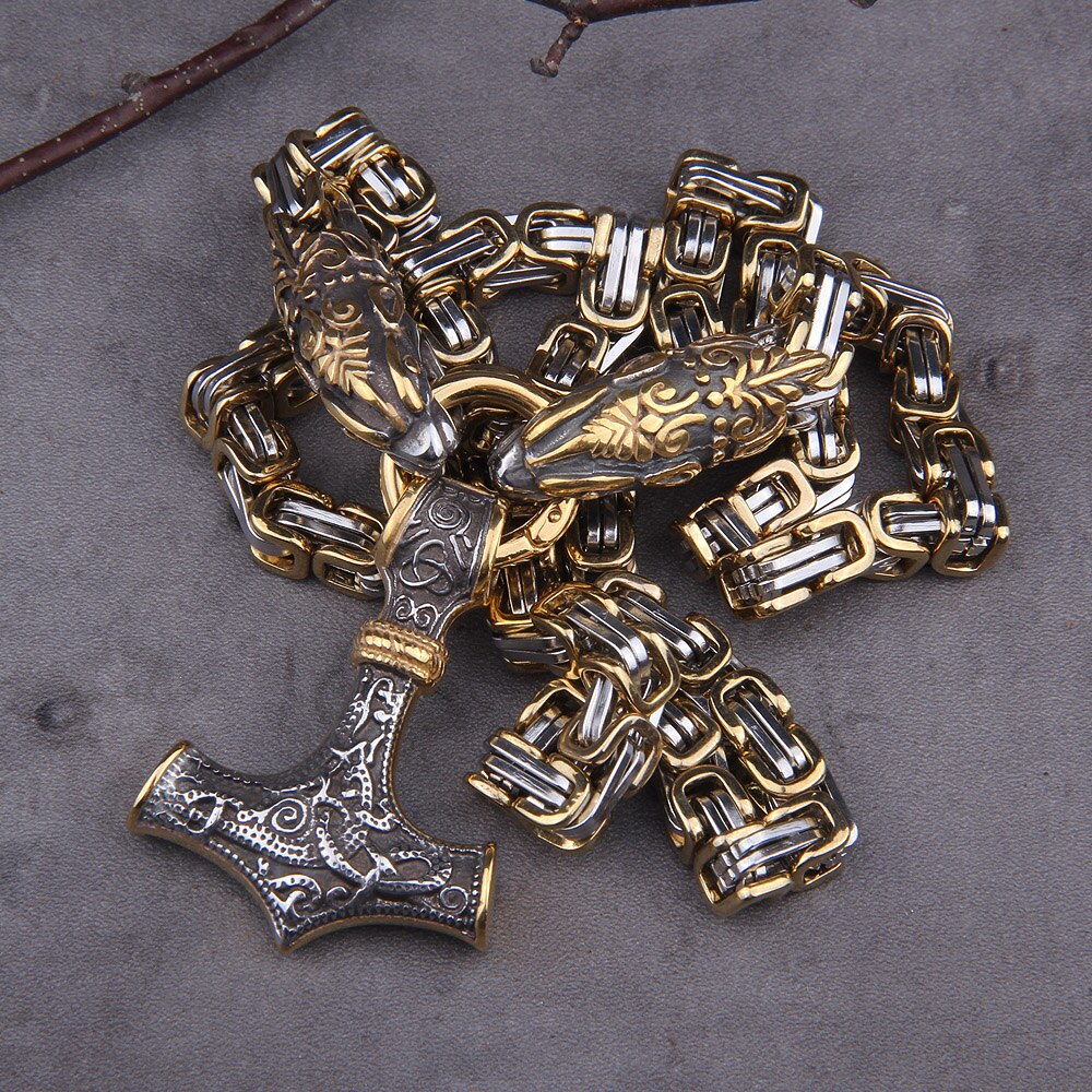 Never Fade Men stainless steel Dragon head norse viking amulet thor