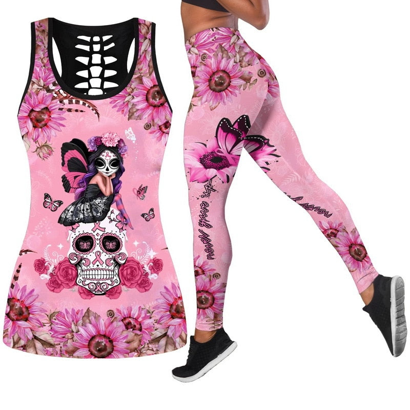 Set 2 pcs sugar skull leggings & tank tops