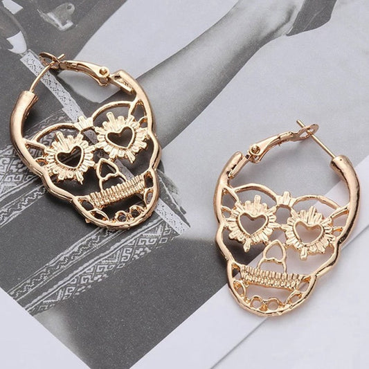 Vintage Punk Gothic Skull Earrings Textured STextured Kull Bones Earrings
