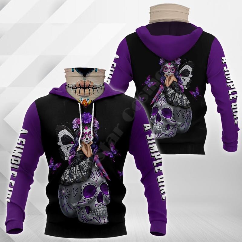 Sugar Skull 3D Printed Hoodies Sweatshirt Casual Pullover Hoodie Mask Warm