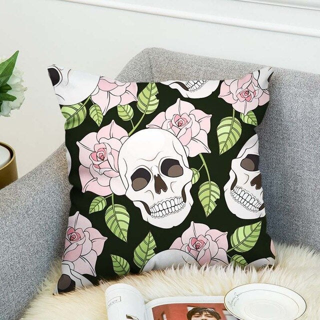3D Printed Sugar Skull Cover Polyester Cushion Cover Home Bedroom Hotel Car Decoration