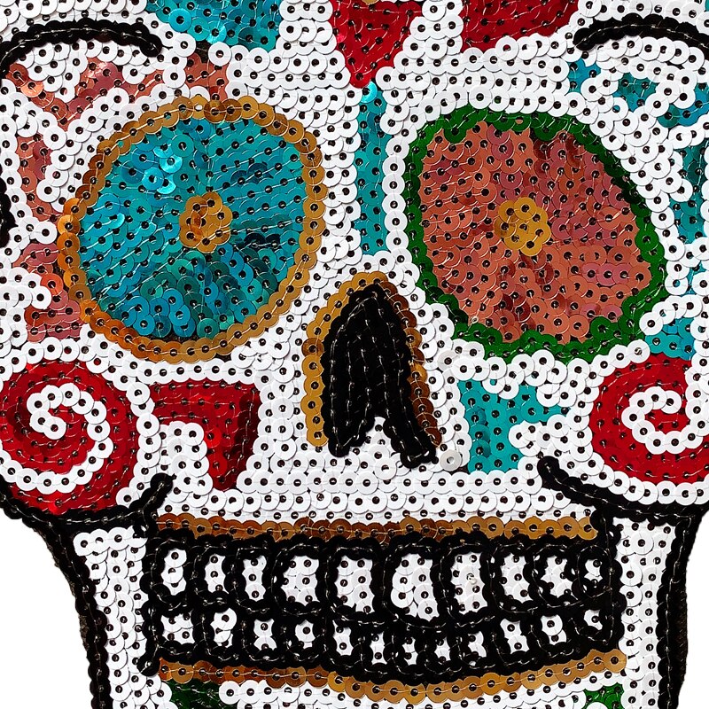 Iron on Patches for Clothing  Sequins Skull badge Embroidery Patch