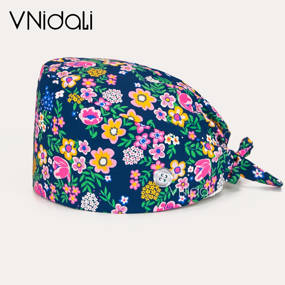 Sugar Skull printing hats adjustable scrub hat beauty salon working cap laboratory pet shop nursing scrubs cap