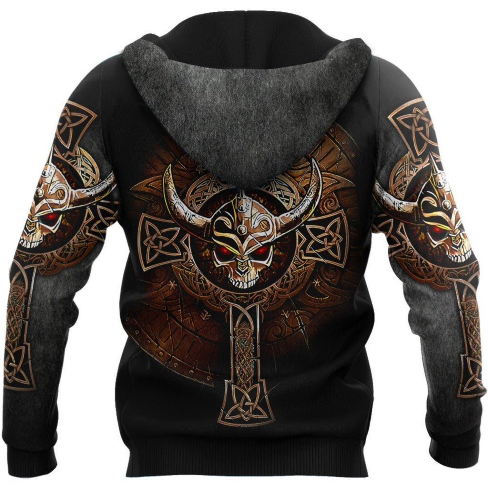 Viking Skulls 3D All Over Printed Fashion Hoodies Men Hooded Sweatshirt Unisex Zip Pullover Casual Jacket Tracksuit