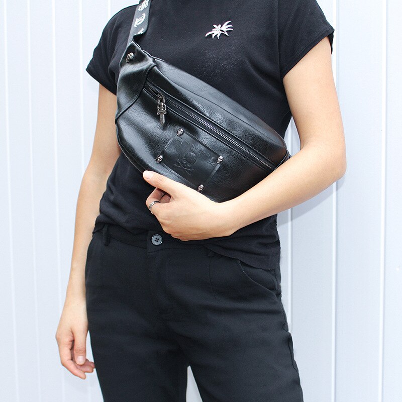 Chest Bag For Men Leather Skull Belt Bags Women