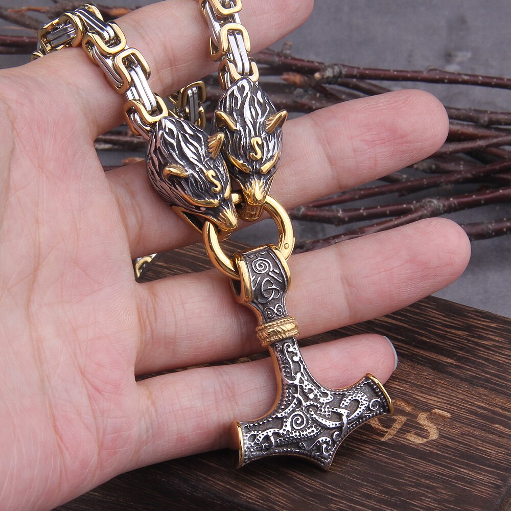 Never Fade Men stainless steel Dragon head norse viking amulet thor