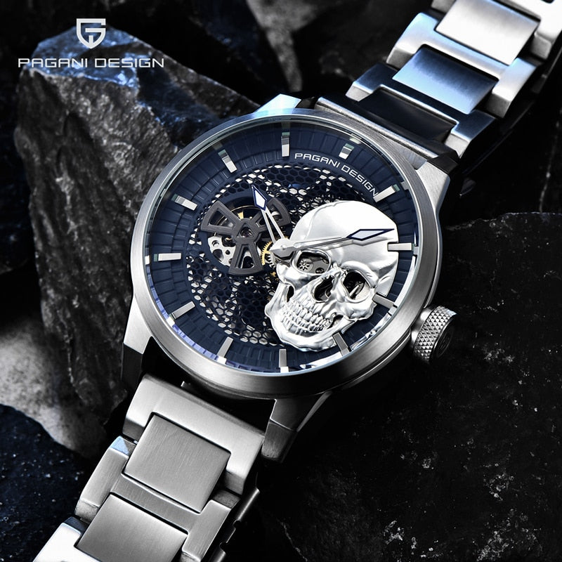 Skeleton Skull Men's Mechanical Watches Top Brand Stainless Steel Waterproof