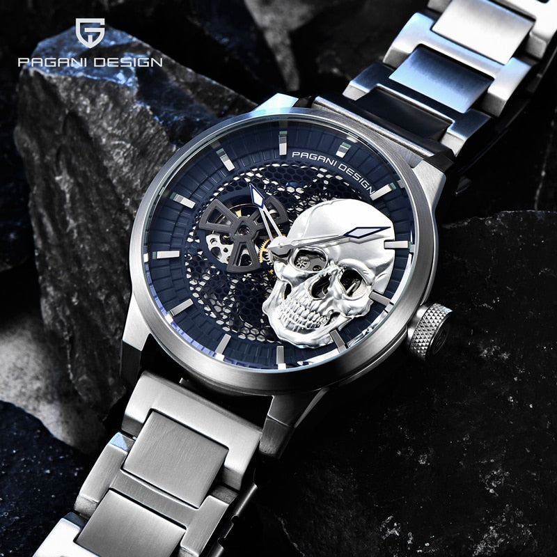 Skeleton Skull Men&#39;s Mechanical Watches Top Brand Stainless Steel Waterproof Automatic Watch Sapphire Glass Clock