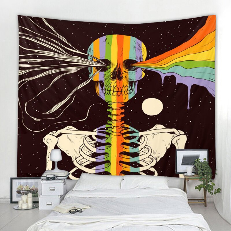 Tarot skull flower Pattern Blanket Indian Mandala Tapestry Wall Hanging