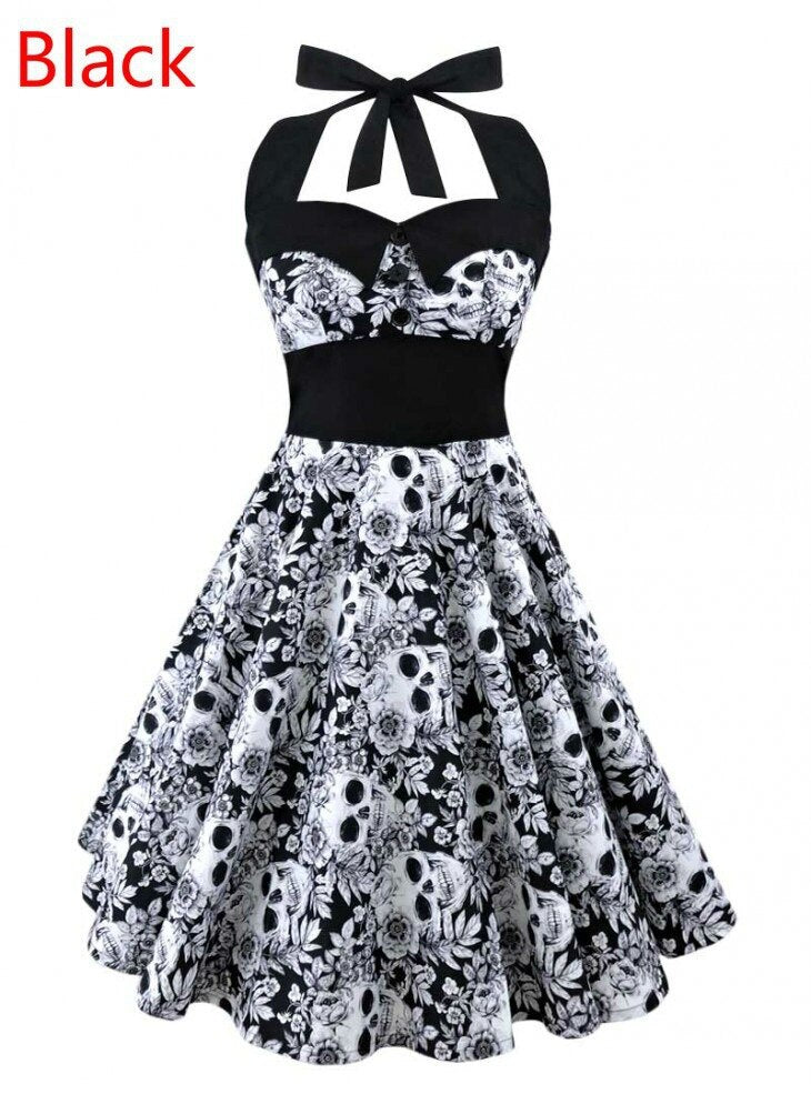 Women 5XL Plus Size Floral Skull Print Off Shoulder Sexy