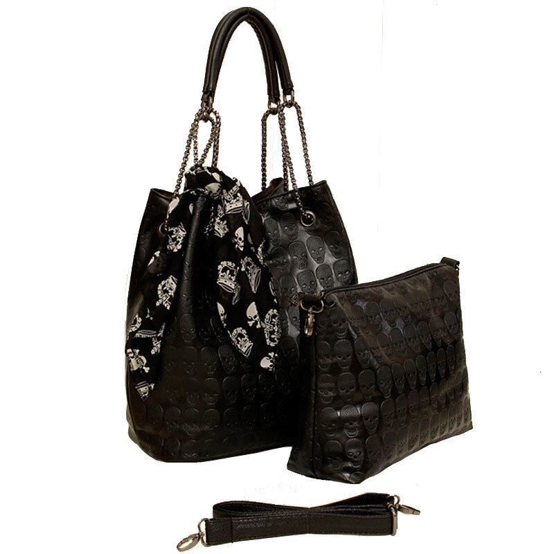 2020 Vintage Skull Shoulder Bags Women Bucket Pu