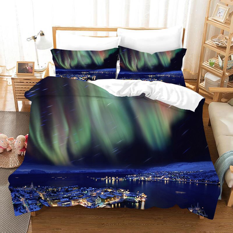 Aurora Three-piece Set 3D Digital Four-piece Set Beddings Quilt Cover