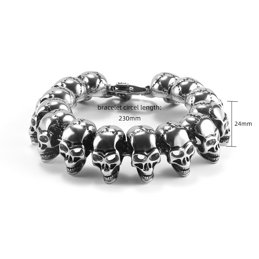 Stainless Steel Skull Bracelet Halloween Punk Cycle Skull Hip Hop Bracelets