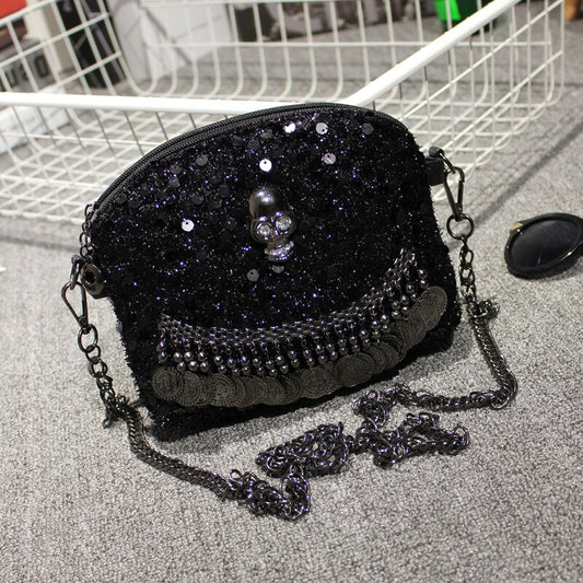 2019 New Designer Women Tassel Skull Chain Bag