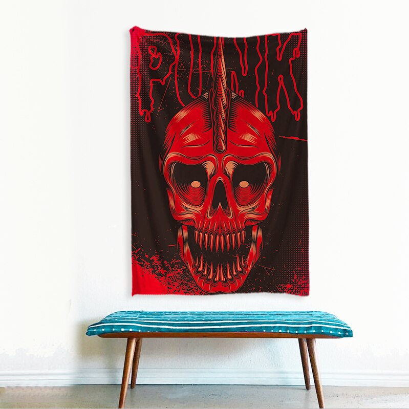 Punk Music Skull Tapestry Art Wall Hanging Blanket Home Decoration